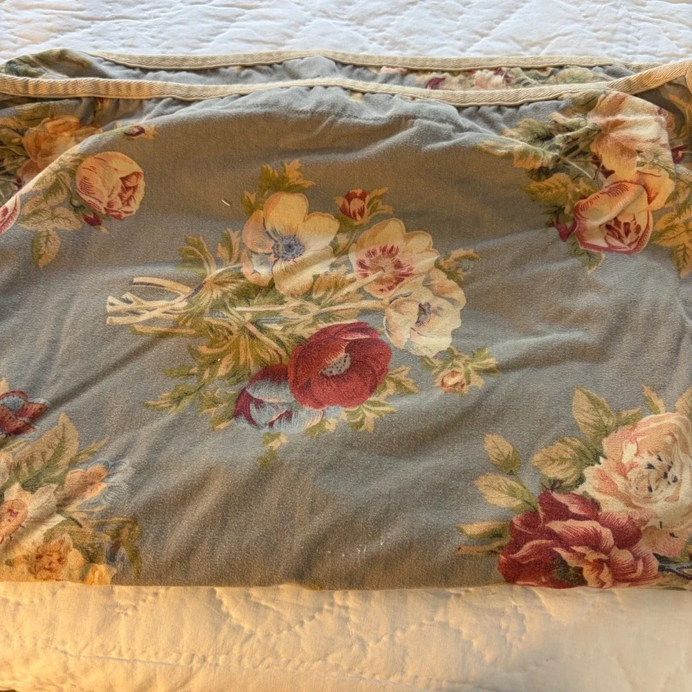 Chaps Home Hudson Valley Blue Gray Floral Standard Pillow Shams Set of 2 Cotton